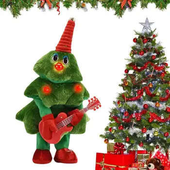Танцующая Рождественская елочная игрушка, Рождественское украшение, милая игрушка, качающаяся Рождественская елка, плюшевая игрушка с музыкой и поющими огнями