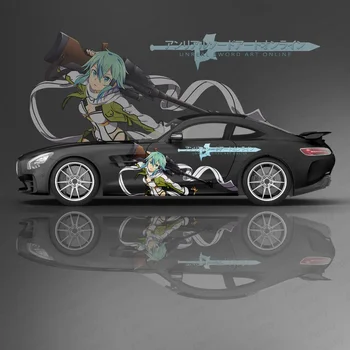 Sinon-Sword Art Онлайн аниме Наклейка на автомобиль Защитная пленка Виниловая Itacar Гоночная Боковая графика Обертывание аэрозольной краской автонаклейки