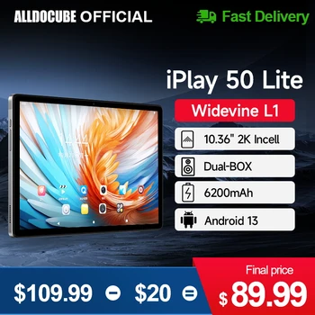 Планшет Alldocube iPlay 50 Lite с 10,4-дюймовым экраном 2K Android13, 4 ГБ ОЗУ, 128 ГБ ПЗУ, Восьмиядерный процессор, Двойной Динамик iPlay50 Lite
