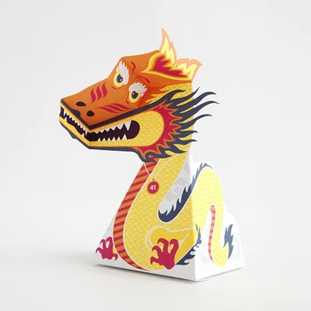 Оптические иллюзии, украшения с китайским драконом, Складная милая мини-3D бумажная модель Papercraft DIY, игрушки ручной работы для детей и взрослых ER-073
