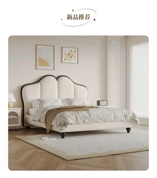 Кровать-лепесток бело-кремовая двуспальная кровать с технологией velvet cloth bed